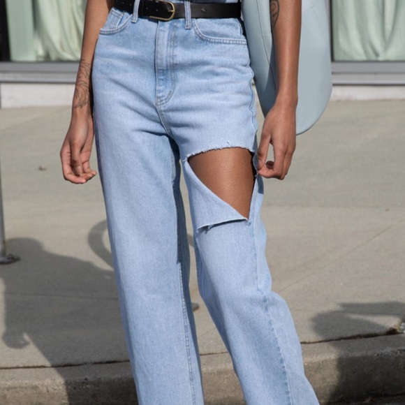 Oak + Fort Cut Out Denim in Super Light Wash - Picture 2 of 3